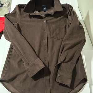 GAP Brown Long Sleeve suede Shirt
